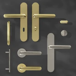 Ensemble poignée sur rosace rond à visser Garlan effet laiton satin or Ø50mm-GoodHome Online