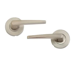 Ensemble poignée sur rosace rond à pousser Colan aluminium argent Ø52mm- Sale