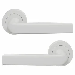 Ensemble poignée sur rosace Incurvé à visser Primel mat blanc Ø52mm-GoodHome Best