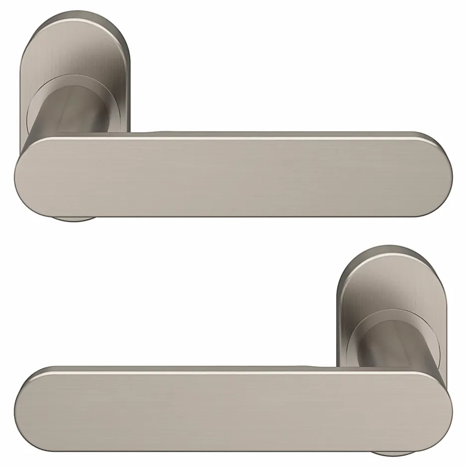 Ensemble poignée sur rosace à visser Minzh effet nickel satin gris Ø63mm-GoodHome Best