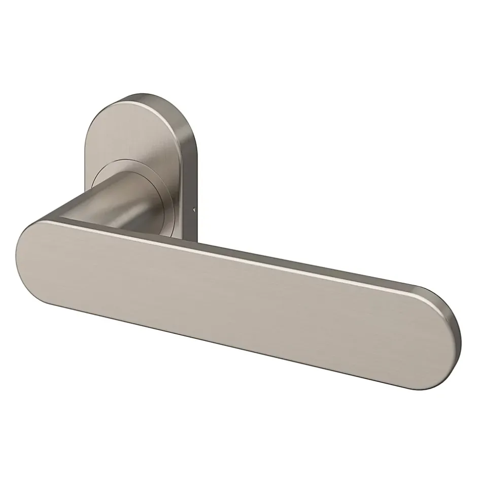 Ensemble poignée sur rosace à visser Minzh effet nickel satin gris Ø63mm-GoodHome Best