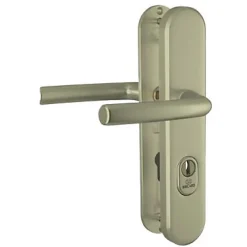 Bricard Ensemble poignées porte blindées Manhattan entraxe 195 mm argent arrondie