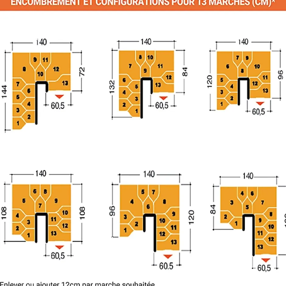 Escalier 2 quart tournant 9 marches - Hauteur à franchir de 2.01 à 2.37m - Largeur 61cm - Couleur naturel et blanc --Matisere