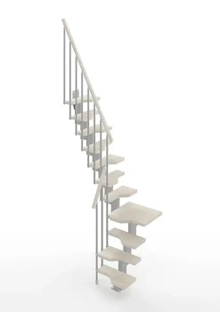 Matisere Escalier 1 quart tournant 13 marches - Hauteur à franchir de 2.81 à 3.33m - Largeur 61cm - Couleur bois et blanc -