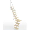 Matisere Escalier 1 quart tournant 14 marches - Hauteur à franchir de 3.00 à 3.56m - Largeur 60cm - Couleur bois et blanc -
