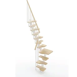 Escalier 1 quart tournant 10 marches - Hauteur à franchir de 2.21 à 2.61m - Largeur 61cm - Couleur naturel et blanc --Matisere Best