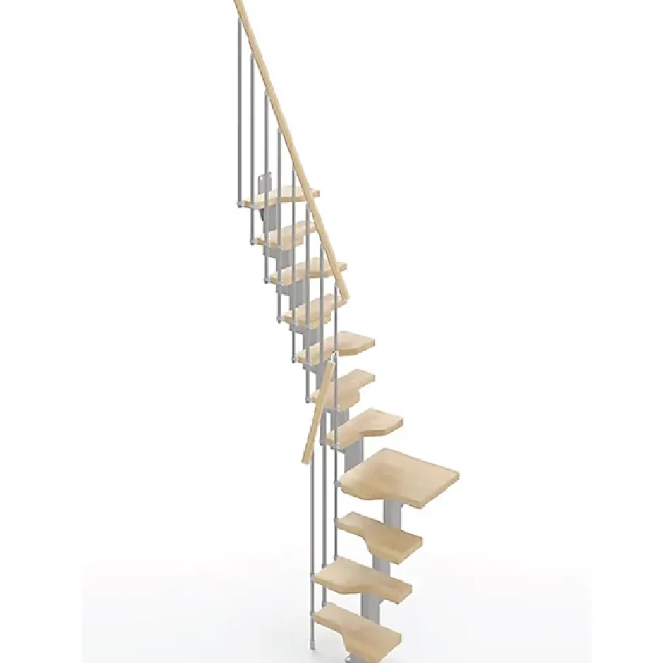 Escalier 1 quart tournant 9 marches - Hauteur à franchir de 2.01 à 2.37m - Largeur 61cm - Couleur naturel et blanc --Matisere Online