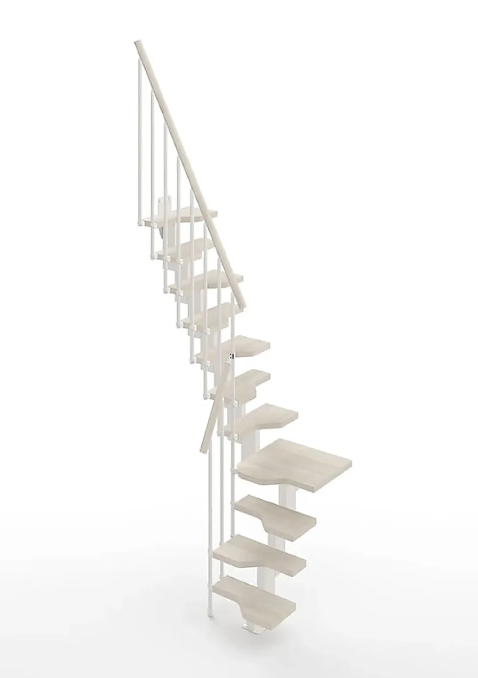 Escalier 1 quart tournant 11 marches - Hauteur à franchir de 2.41 à 2.85m - Largeur 61cm - Couleur bois et blanc --Matisere Outlet