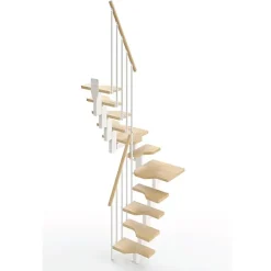 Matisere Escalier 2 quart tournant 12 marches - Hauteur à franchir de 2.61 à 3.09m - Largeur 61cm - Couleur naturel et blanc -