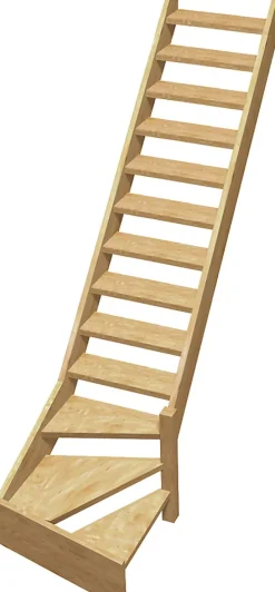Escalier 1/4 tournant droit bois Normandie l.80 cm 13 marches sapin- Best