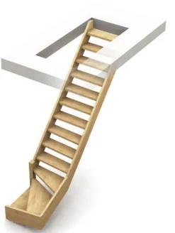 Escalier 1/4 tournant gauche bois Normandie l.80 cm 13 marches sapin