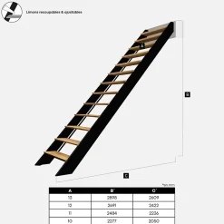 Kordo Escalier bois droit noir à LED intégrées, Spectra
