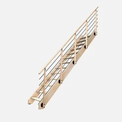 Kordo Escalier bois hêtre droit avec garde-corps, Nostra