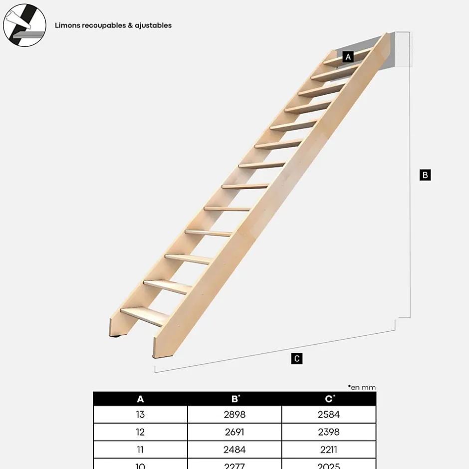 Escalier bois hêtre droit, Nostra-Kordo Clearance