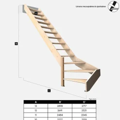Kordo Escalier bois hêtre quart-tournant gauche avec garde-corps, Nostra