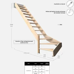 Kordo Escalier bois hêtre quart-tournant gauche, Nostra