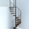 Matisere Escalier colimaçon 9 marches - Diamètre 140cm - Hauteur à franchir 1.76 à 2.12m - Gris et Noyer - VENE140-SGMNOY-9