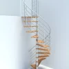 Matisere Escalier colimaçon 15 marches - Diamètre 120cm - Hauteur à franchir 3.04 à 3.52m - Blanc et hêtre - VENE120-SBMNAT-15