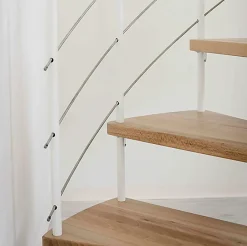 Escalier colimaçon 14 marches - Hauteur à franchir 2.75 à 3.29m - Structure grise et marche hêtre - Diamètre 100cm - VENE100/GH-14-Matisere Clearance