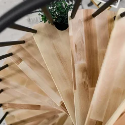 Matisere Escalier colimaçon 11 marches - Hauteur à franchir 2.09 à 2.59m - Diamètre 140cm - Structure noire et marche hêtre - BERL140-NH-11