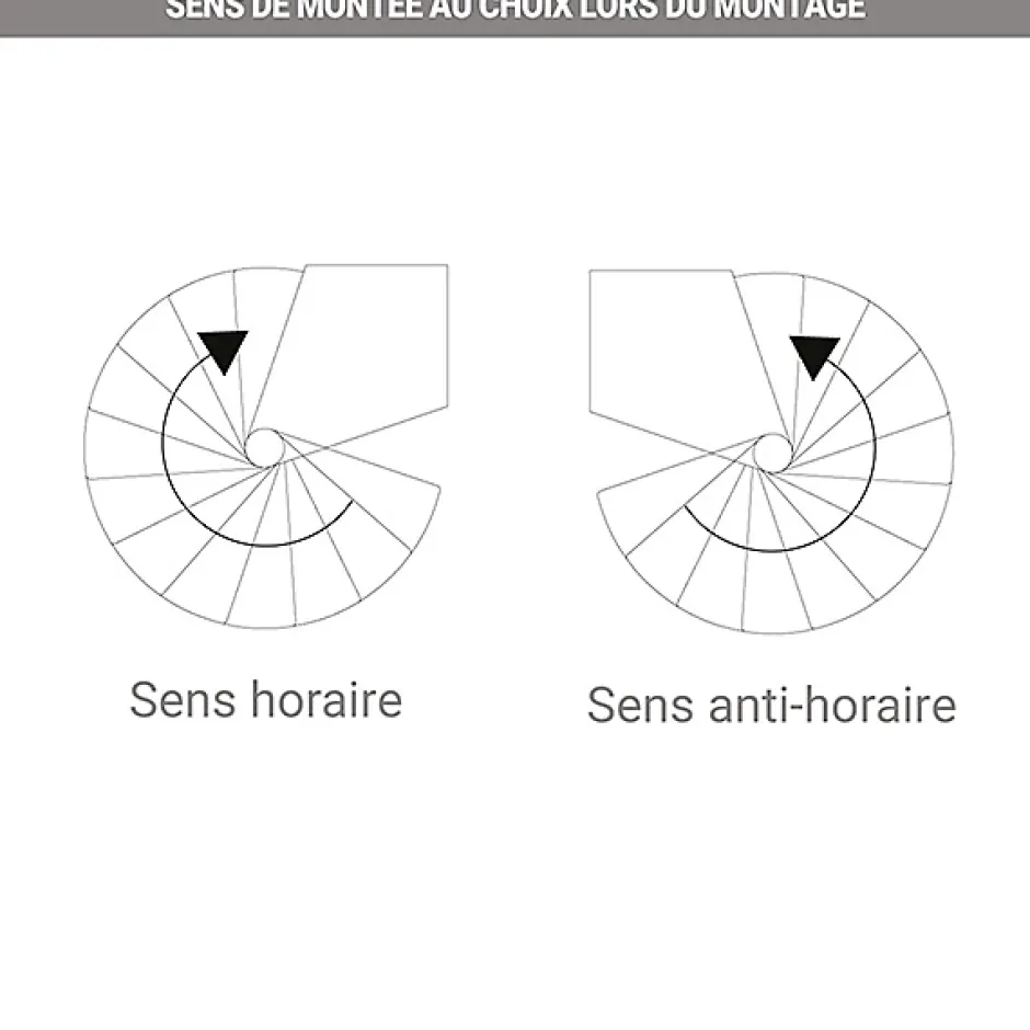 Matisere Escalier colimaçon 9 marches - Hauteur à franchir 1.71 à 2.12m - Diamètre 140cm - Structure grise et marche hêtre - BERL140-GH-9