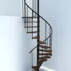 Escalier colimaçon 10 marches - Diamètre 140cm - Hauteur à franchir 1.95 à 2.35m - Noir et Noyer - VENE140-SNMNOY-10-Matisere Best