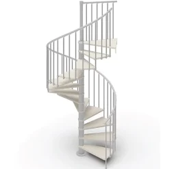 Escalier colimaçon 10 marches - Hauteur à franchir de 2.05 à 2.40m - Diamètre 1.05m - Structure blanche et marche blanchi --Matisere Discount