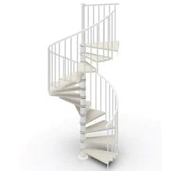 Escalier colimaçon 16 marches - Haut. à franchir 3.28 à 3.84m - Diam. 120cm - Trémie ronde - Struct. blanche / marches blanchi --Matisere Sale