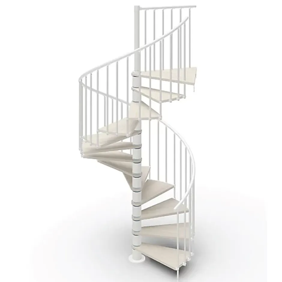 Escalier colimaçon 16 marches - Haut. à franchir 3.28 à 3.84m - Diam. 120cm - Trémie ronde - Struct. blanche / marches blanchi --Matisere Sale