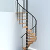Matisere Escalier colimaçon 9 marches - Diamètre 140cm - Hauteur à franchir 1.76 à 2.12m - Noir et hêtre - VENE140-SNMNAT-9