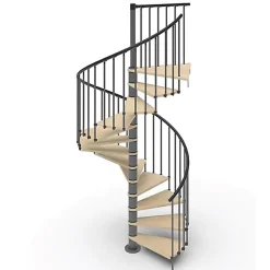 Escalier colimaçon 11 marches - Haut. à franchir 2.26 à 2.64m - Diam. 180cm - Trémie ronde - Struct. anthracite / marches Naturel-Matisere Sale