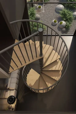 Escalier colimaçon 11 marches - Haut. à franchir 2.26 à 2.64m - Diam. 180cm - Trémie ronde - Struct. anthracite / marches Naturel-Matisere Sale