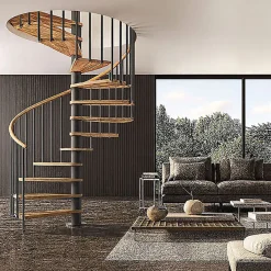 Escalier colimaçon 11 marches - Haut. à franchir 2.26 à 2.64m - Diam. 180cm - Trémie ronde - Struct. anthracite / marches Naturel-Matisere Sale