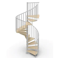 Escalier colimaçon 13 marches - Haut. à franchir 2.67 à 3.12m - Diam. 140cm - Struct. grise / marches naturel- Trémie ronde --Matisere Clearance