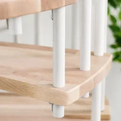 Escalier colimaçon 13 marches - Hauteur à franchir 2.52 à 3.05m - Diamètre 120cm - Structure blanche et marche hêtre --Matisere Hot