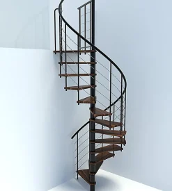 Matisere Escalier colimaçon 13 marches - Diamètre 120cm - Hauteur à franchir 2.54 à 3.05m - Noir et Noyer - VENE120-SNMNOY-13