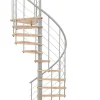 Matisere Escalier colimaçon 9 marches - Hauteur à franchir 1.76 à 2.12m - Structure grise et marche hêtre - Diamètre 100cm - VENE100/GH-9