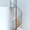 Escalier colimaçon 11 marches - Diamètre 160cm - Hauteur à franchir 2.15 à 2.59m - Structure grise et marche hêtre - VENE160/GH-11-Matisere