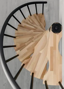 Escalier colimaçon 11 marches - Hauteur à franchir 2.28 à 2.82m - Structure grise et marche hêtre - Diamètre 140cm - SUON140/GH-11-Matisere Sale