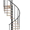 Matisere Escalier colimaçon 14 marches - Hauteur à franchir 2.75 à 3.29m - Structure noire et marche hêtre - Diamètre 100cm - VENE100/NH-14