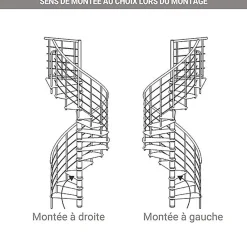 Escalier colimaçon 14 marches - Diamètre 160cm - Hauteur à franchir 2.75 à 3.29m - Structure noire et marche hêtre - VENE160/NH-14-Matisere New