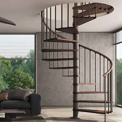 Matisere Escalier colimaçon 13 marches - Hauteur à franchir de 2.67m à 3.12m - Diamètre 1.05m - Structure anthracite et marche noyer -