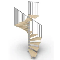 Escalier colimaçon 12 marches - Haut. à franchir 2.46 à 2.88m - Diam. 120cm - Trémie carrée - Struct. grise / marches naturel --Matisere