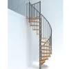 Matisere Escalier colimaçon 10 marches - Hauteur à franchir 1.90 à 2.35m - Diamètre 120cm - Structure grise et marche hêtre - BERL120-GH-10