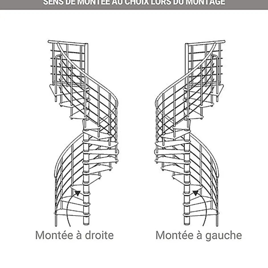 Matisere Escalier colimaçon 10 marches - Diamètre 160cm - Hauteur à franchir 1.95 à 2.35m - Structure noire et marche noyer - VENE160/NN-10