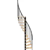 Matisere Escalier colimaçon 11 marches - Hauteur à franchir 2.28 à 2.82m - Structure noire et marche hêtre - Diamètre 140cm - SUON140/NH-11