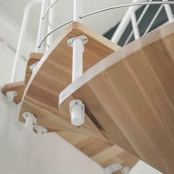 Escalier colimaçon 10 marches - Hauteur à franchir 1.95 à 2.35m - Structure grise et marche hêtre - Diamètre 100cm - VENE100/GH-10-Matisere Discount