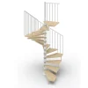 Escalier colimaçon 11 marches - Haut. à franchir 2.26 à 2.64m - Diam. 120cm - Trémie carrée - Struct. blanche / marches naturel --Matisere Online