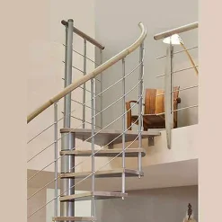 Matisere Escalier colimaçon 10 marches - Diamètre 140cm - Hauteur à franchir 1.95 à 2.35m - Blanc et Noyer - VENE140-SBMNOY-10