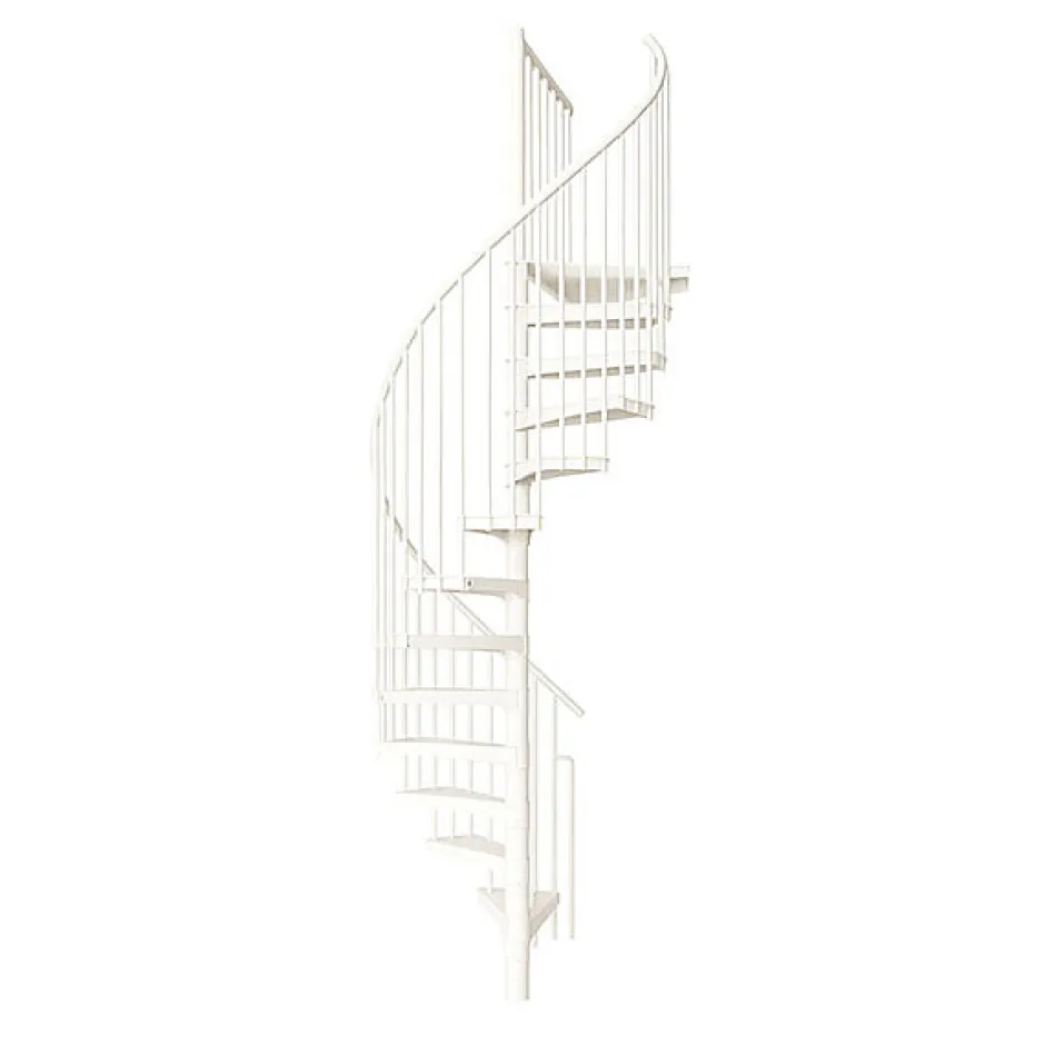Matisere Escalier colimaçon métal 9 marches - Hauteur à franchir 1.71 à 2.12m - Diamètre 120cm - Structure blanche et marche blanche -